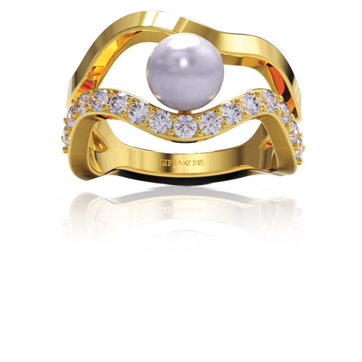 PONZA Ring Gold in der Gruppe Ringe / Perlenringe bei SCANDINAVIAN JEWELRY DESIGN (SJ-R12363-PCZ-YG)