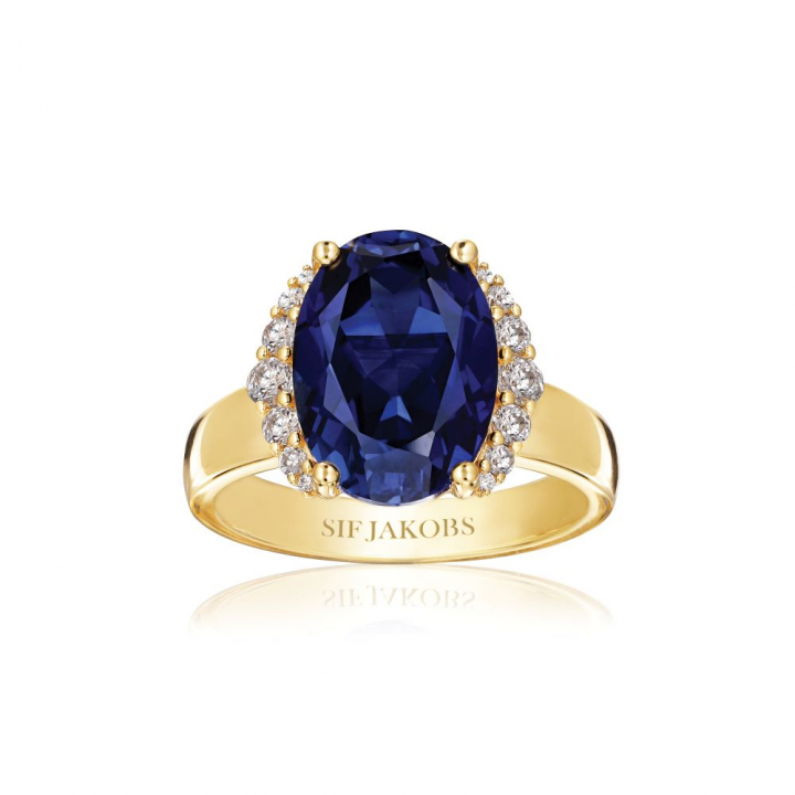 Product Image for Sif Jakobs Ellisse Grande - 18k Goldpläterad, med blåa zirkoner Ring 56