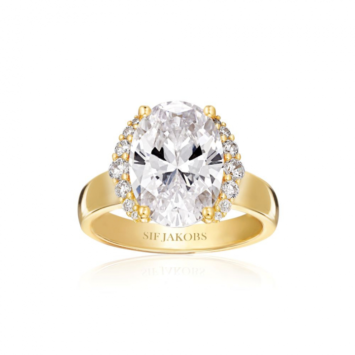 Product Image for Sif Jakobs Ellisse Grande - 18k Goldpläterad, med vita zirkoner Ring 52