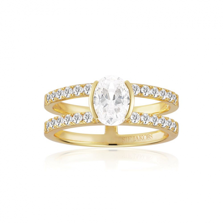 Product Image for Sif Jakobs Ellisse Carezza Piccolo - 18k Goldpläterad, med vita zirkoner Ring 50