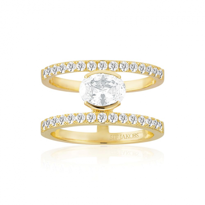 Product Image for Sif Jakobs Ellisse Carezza Grande - 18k Goldpläterad, med vita zirkoner Ring 56