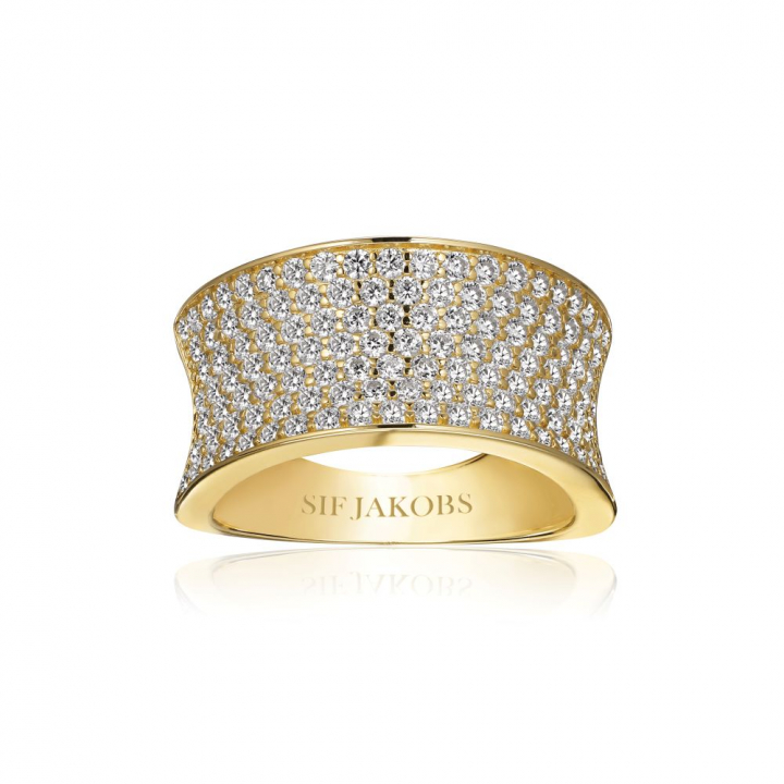 Product Image for Sif Jakobs Feline Concavo - 18k Goldpläterad, med vita zirkoner Ring 50