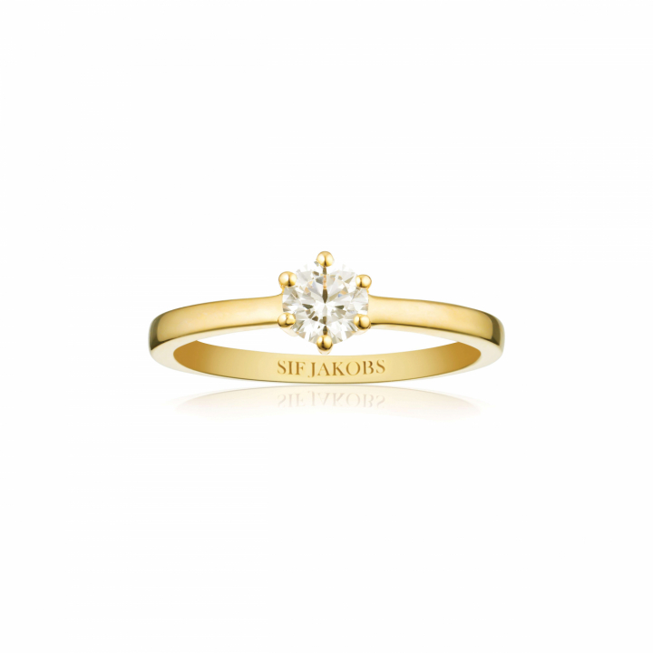 ELLERA UNO PIANURA GRANDE Ring Vita Zirkoner Gold in der Gruppe Ringe / Goldringe bei SCANDINAVIAN JEWELRY DESIGN (SJ-R42283-CZ-YG)