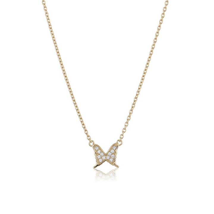 Petite papillion sparkling Necklace Gold in der Gruppe Halsketten / Goldhalsketten bei SCANDINAVIAN JEWELRY DESIGN (gp124)