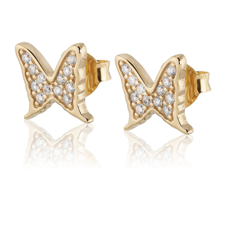 Petite papillion sparkling Earrings Gold in der Gruppe Ohrringe / Goldohrringe bei SCANDINAVIAN JEWELRY DESIGN (gp127)