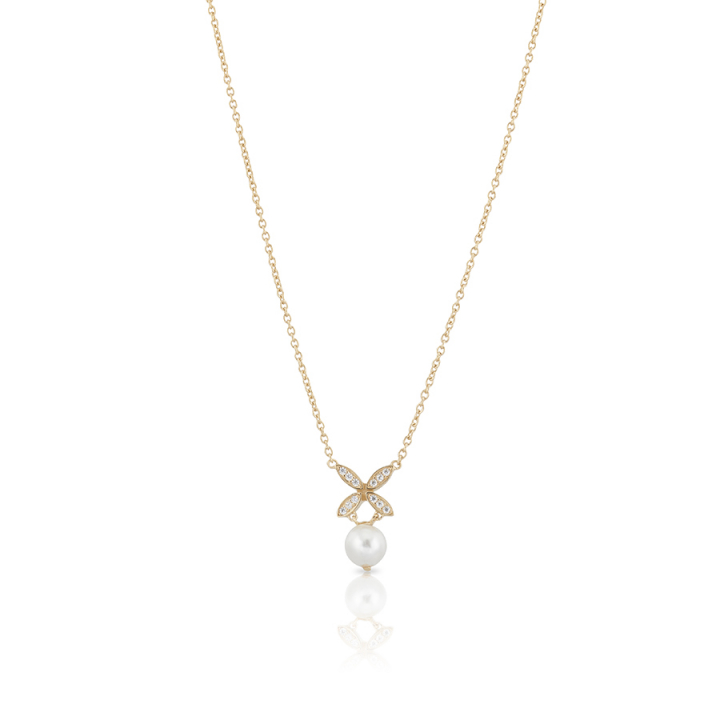 Ellipse mini pearl Necklace Gold in der Gruppe Halsketten bei SCANDINAVIAN JEWELRY DESIGN (gp62)