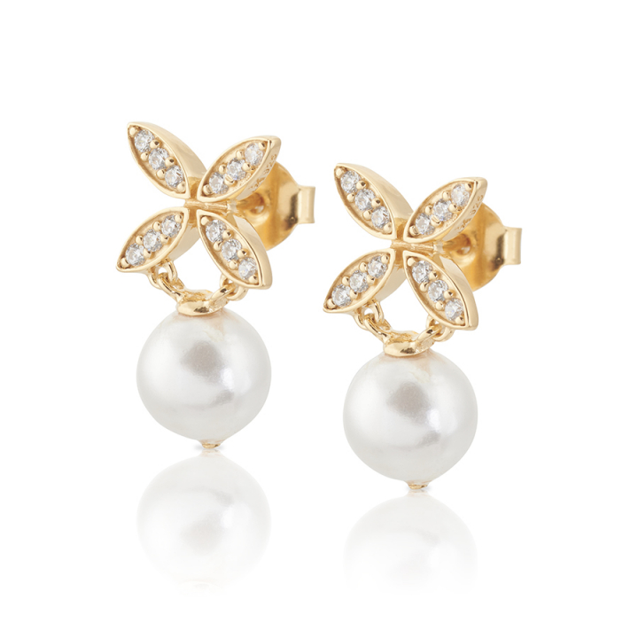 Ellipse mini pearl Earrings Gold in der Gruppe Ohrringe / Goldohrringe bei SCANDINAVIAN JEWELRY DESIGN (gp63)