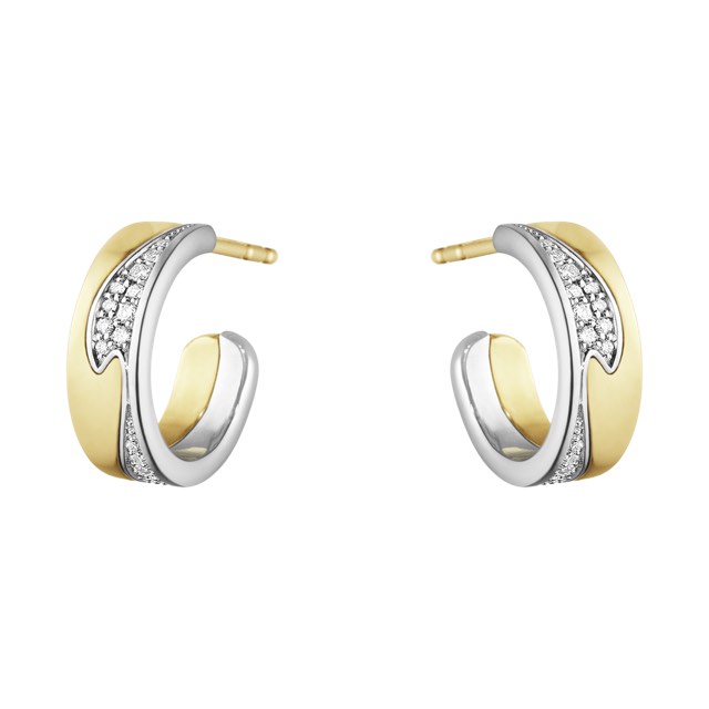 FUSION SMALL Ohrring Gold Weißgold PAVÉ 0.18 CT