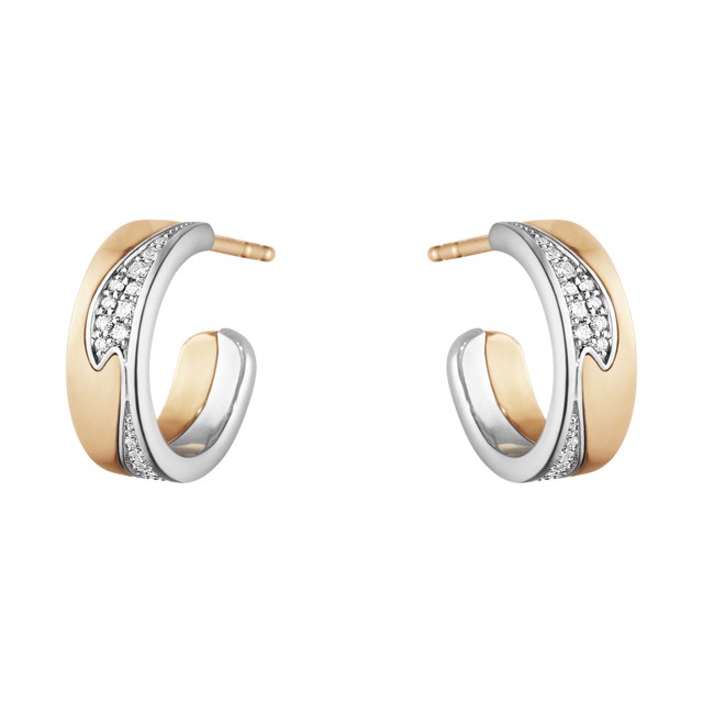 FUSION SMALL Ohrring RoséGold Weißgold PAVÉ 0.18 CT