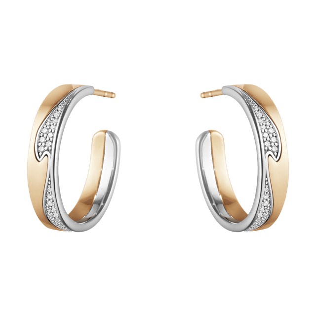FUSION LARGE Ohrring Roségold Weißgold PAVÉ 0.21 ct