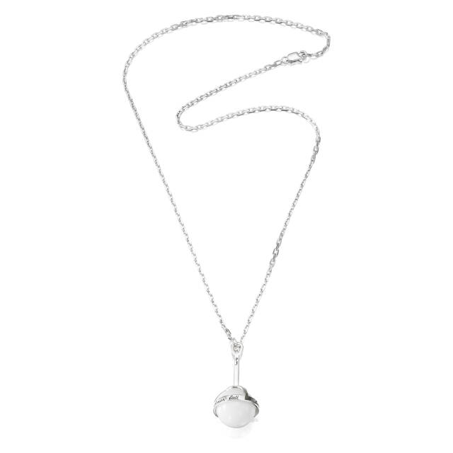 Amor Fati Globe - White Agate Hängeschmuck Silber
