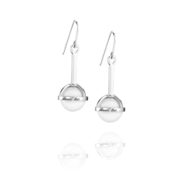 Amor Fati Globe - White Agate Ohrring Silber