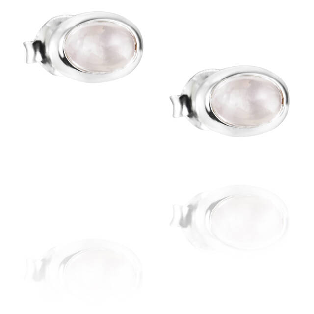 Love Bead Silber - Rose Quartz Ohrring Silber