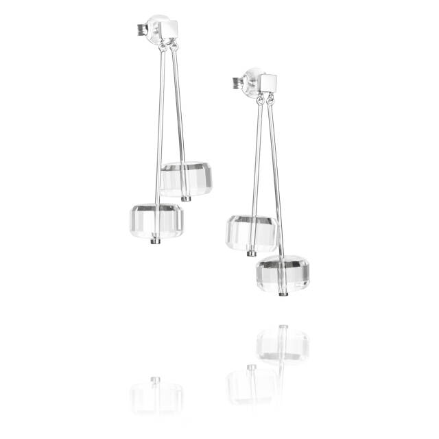 Crystal Disc Ohrring Silber