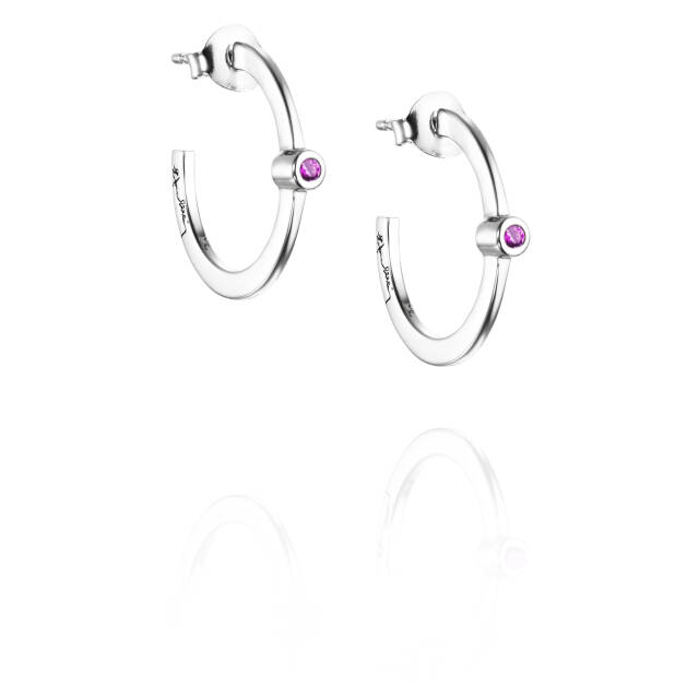 Micro Blink Hoops - Pink Sapphire Ohrring Silber