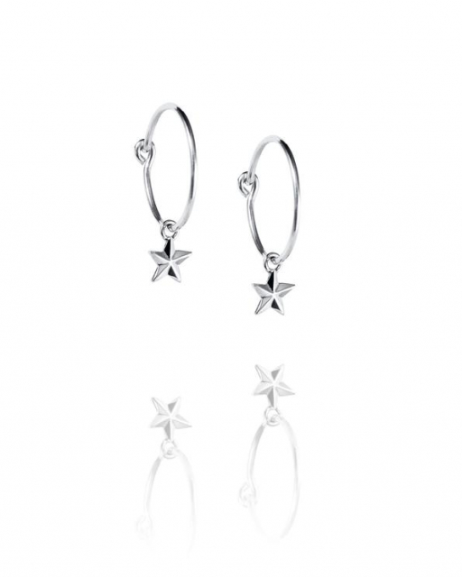 Micro catch a falling star hoops Earrings Silver
