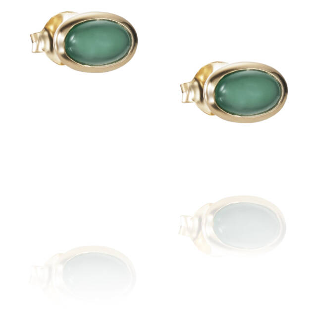 Love Bead - Green Agate Ohrring Gold