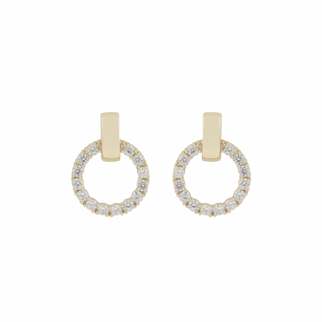 East round pendant ear Gold/clear-Onesize