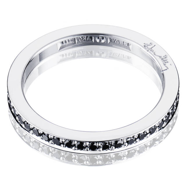 Stars & Signature In Black Thin Ring Weißgold