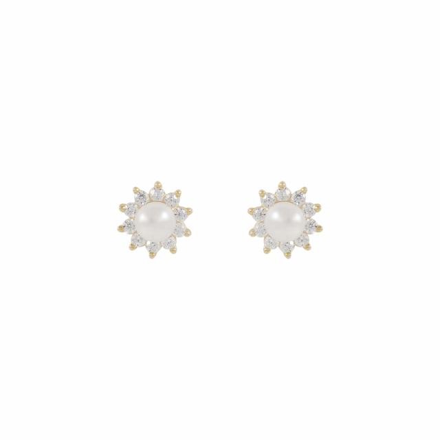 Line pearl Earrings Gold