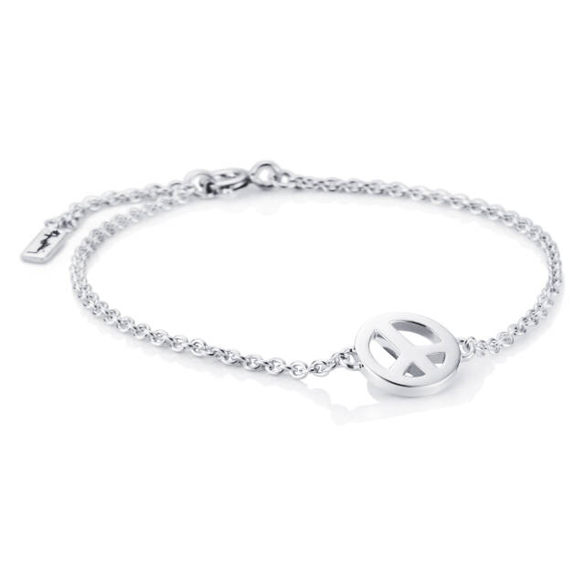 Mini Peace Armbänder Silber 17-19 cm