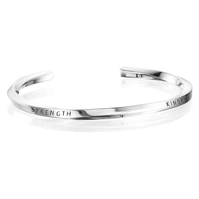 Strength & Kindness Slim Cuff Armbänder Silber