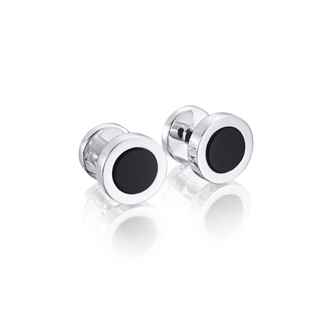 Black Cufflinks Manschettknappar Silber