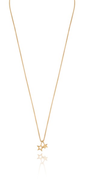 Double star pendant Halsketten Gold 42-47 cm