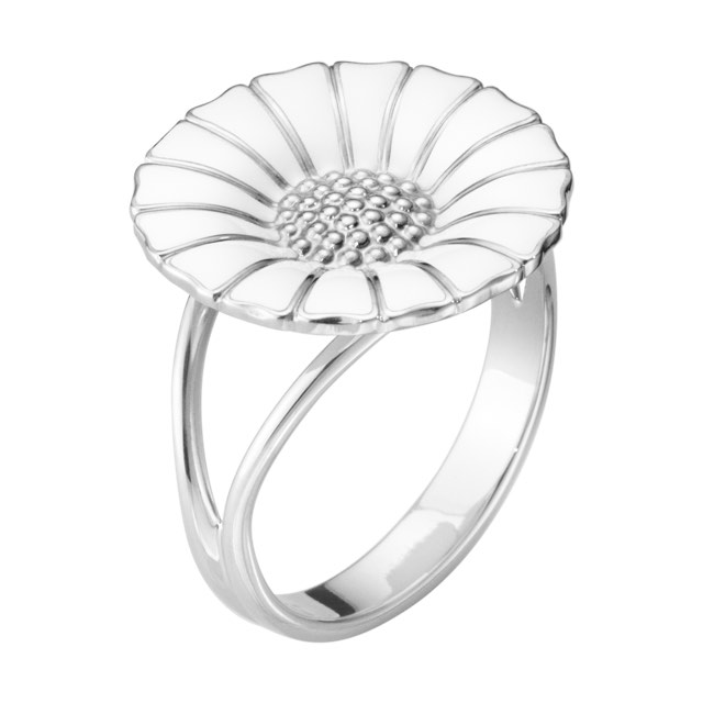 DAISY Ring WHITE ENAMEL 18 mm Silber