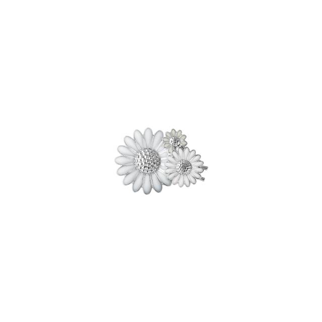 DAISY HAIR CLIP Silber WHITE ENAMEL
