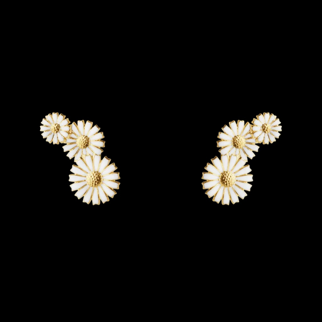 DAISY 3 Flower Earrings Gold