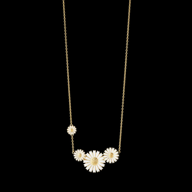 DAISY Hängeschmuck Silber Goldpläterad WHITE ENAMEL 