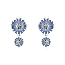 DAISY Double Earrings Silver BLUE 13 MM/8 MM