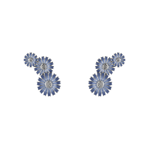 DAISY 3 FLOWER Earrings BLUE