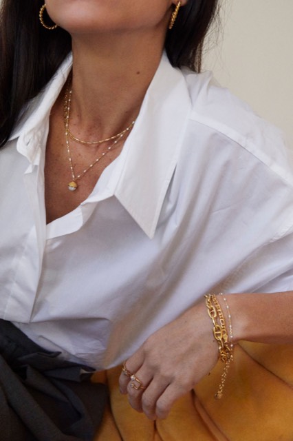 Letters beaded Halsketten 40-45 white Gold