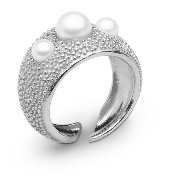 Pearl bubble ring Silber