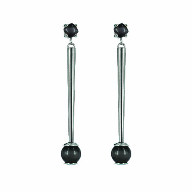 VICTORIA Long Ohrringe Stahl/Gray