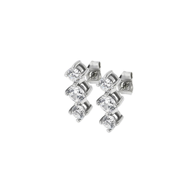 IDA Tripple Ohrringe Stahl/Kristall