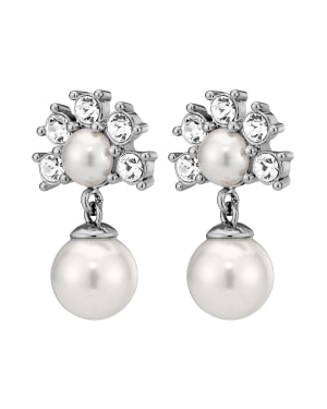 VERONICA SS CRYSTAL /WHITE PEARL Earrings Silver
