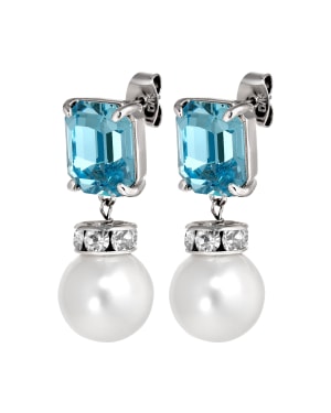 WALI SS AQUA - WHITE PEARL Earrings