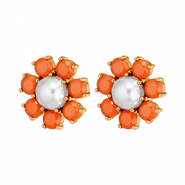 AUBRA SG CORAL / WHITE PEARL Earrings Gold