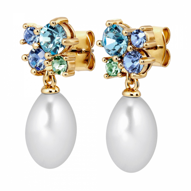 PETUN SG AQUA / WHITE PEARL Earrings Gold
