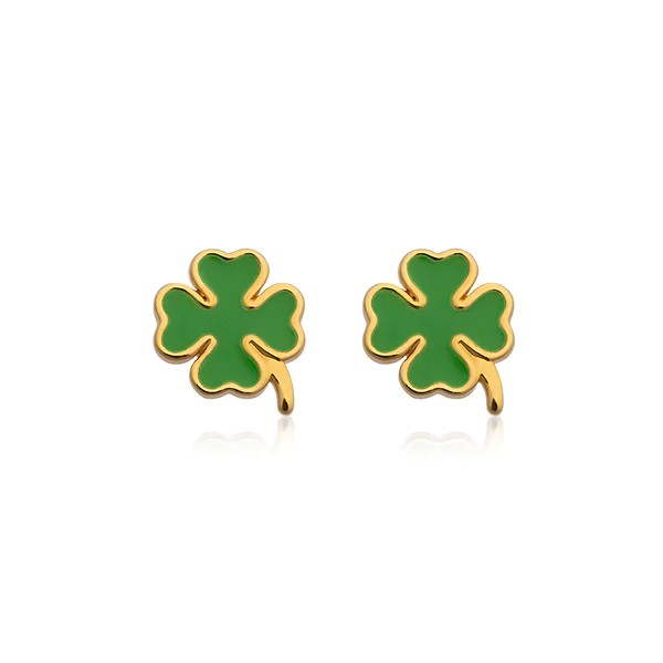 Enamel clover studs Gold