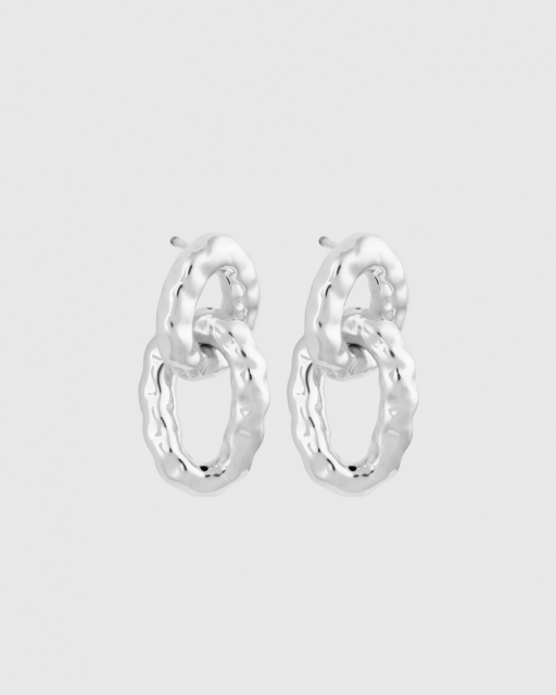 Bolded Hammered Links Earrings Silver