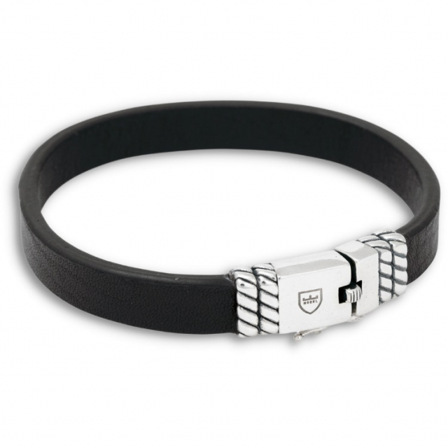 Leather bracelet silver