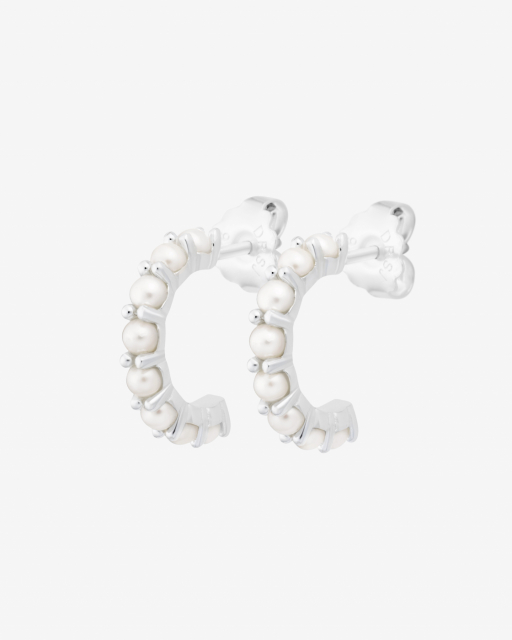 Petite Star pearl hoops