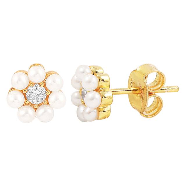 Aya flower pearl sticker Ohrringe Gold