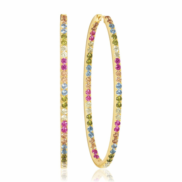 Ellisse Grande - 18k Goldpläterade, med multifärgade zirkoner Ohrring
