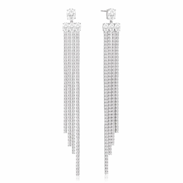 Ellisse Lungo Grande - med vita zirkoner Ohrring