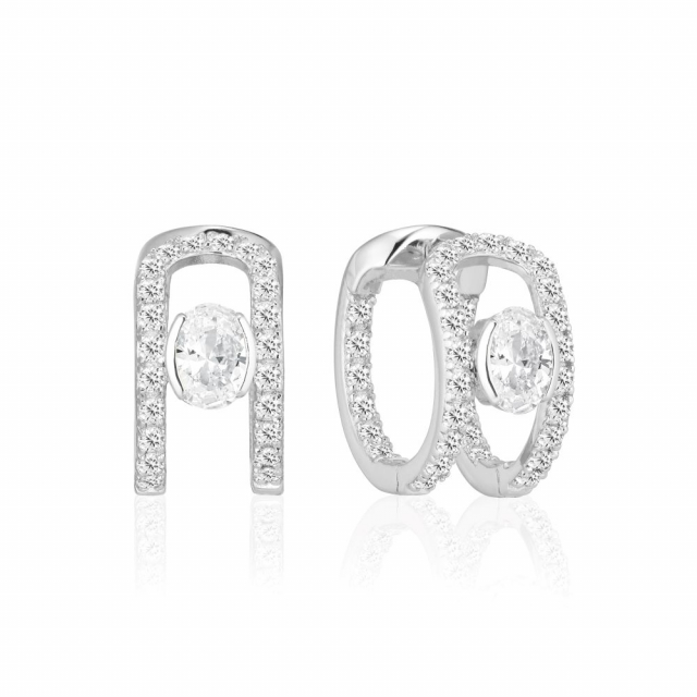 Ellisse Carezza Creolo - med vita zirkoner Ohrring